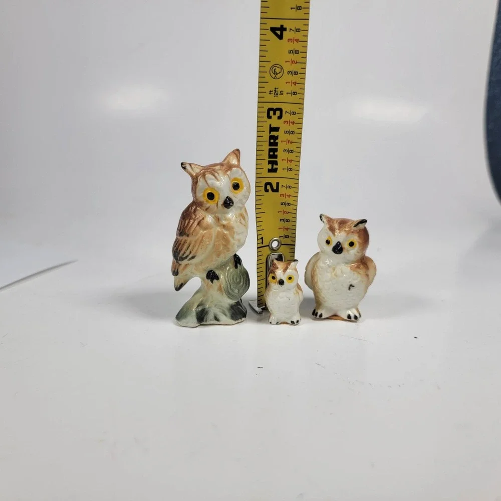 Small Vintage Owl Figurine Bone China Hand-Painted Collectible Decor
